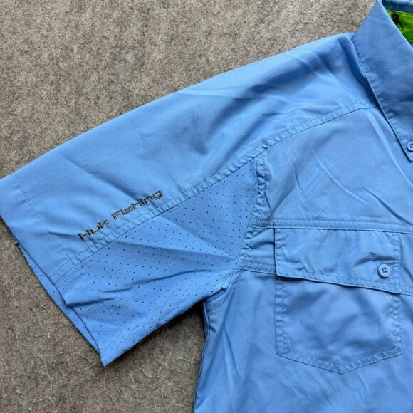 Huk Shirt Men Small Solid Performance Fishing Short Sleeve Button-Down - Picture 3 of 13